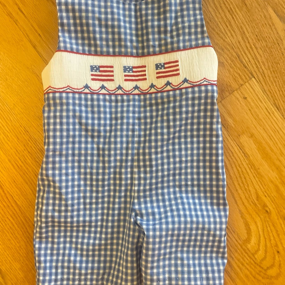 Patriotic Blue Checkered Kids Overalls.brand new ordered from classic whimsy